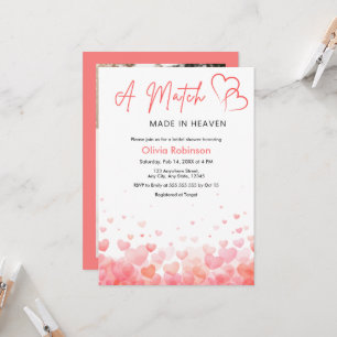 Photo Hearts A Match Made in Heaven Bridal Shower  Invitation