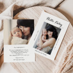 Photo Hello Baby Birth Announcement Card<br><div class="desc">This photo hello baby birth announcement card is perfect for a simple newborn announcement. The design features a beautiful font in a white background to embellish your event.</div>