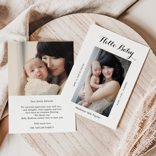 Photo Hello Baby Birth Announcement Card (Creator Uploaded)