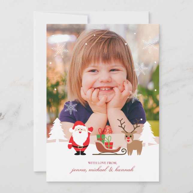 PHOTO HOLIDAY CARD | Buffalo Check Santa Flannel (Front)