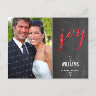 PHOTO HOLIDAY CARD chalkboard glitter type red