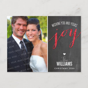 PHOTO HOLIDAY CARD chalkboard glitter type red