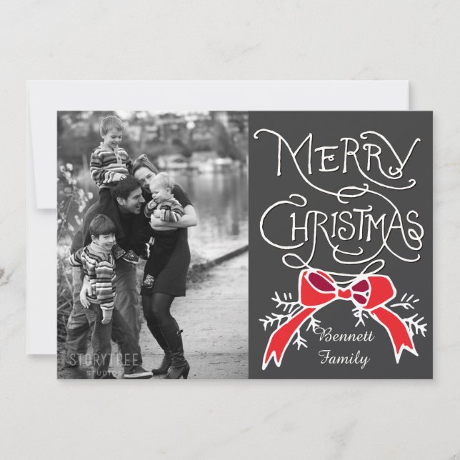 Photo Holiday Card: Chalkboard Merry Christmas (Front)