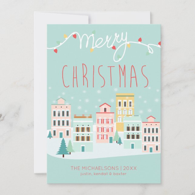 PHOTO HOLIDAY CARD | Christmas Town Scene (Front)