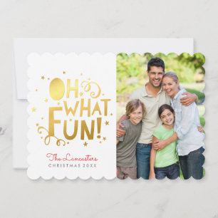 PHOTO HOLIDAY CARD fun festive gold oh what fun
