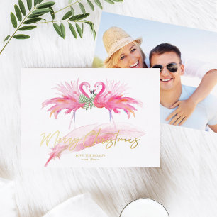 Photo Holiday Card Pink Flamingo