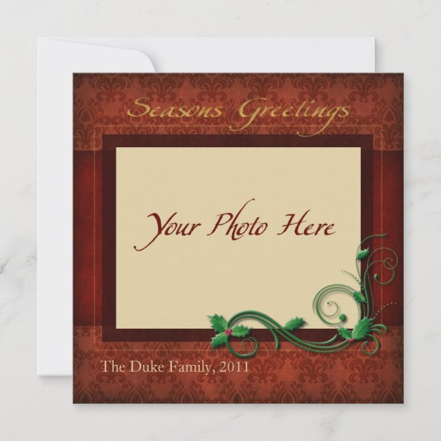 Photo Holiday Card, "Seasons Greetings" (Front)