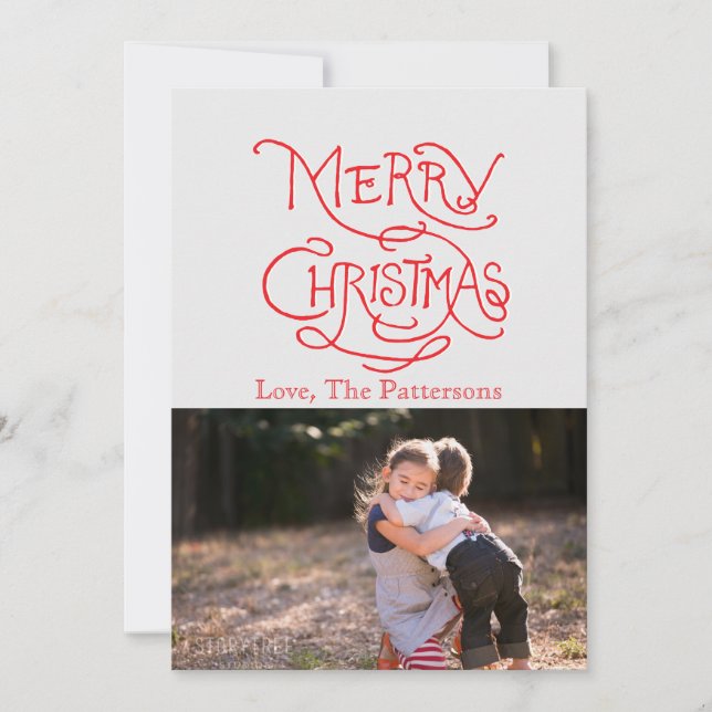 Photo Holiday Card: Typography Merry Christmas (Front)