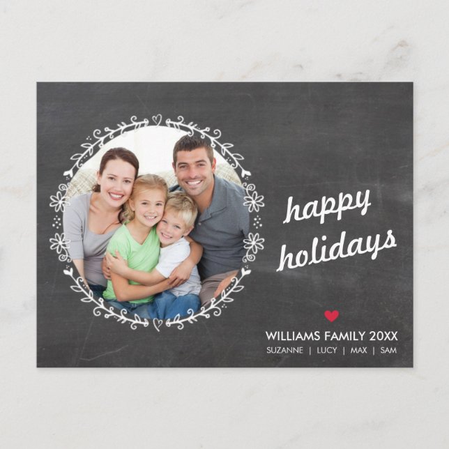 PHOTO HOLIDAY chalkboard rustic handdrawn sketch Postcard (Front)