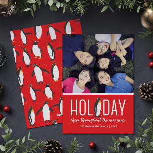 Photo Holiday Penguin Cheer Card