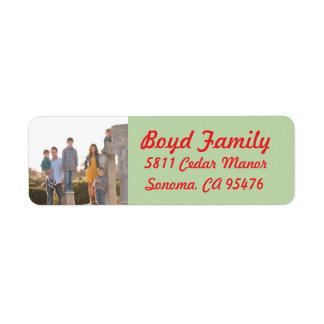 Photo Holiday Return Address Labels: Red & Green Label