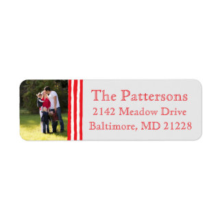 Photo Holiday Return Address Labels: Striped Photo Label
