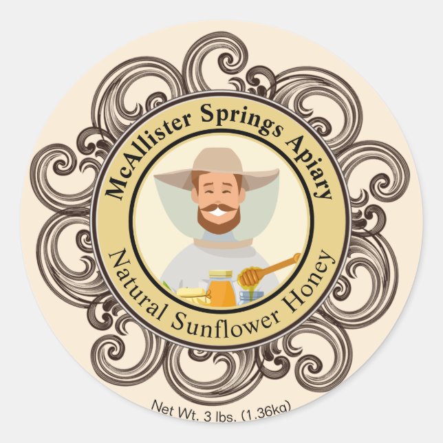 Photo Honey Jar Beekeeper Gold Classic Round Sticker (Front)