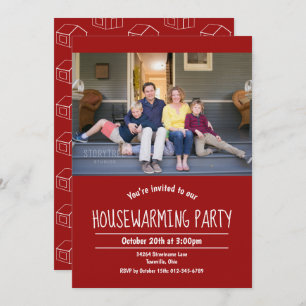 Photo Housewarming Red Invitation