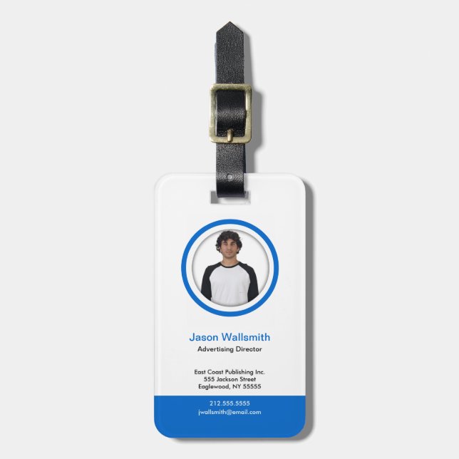 Photo ID  Card Blue Belt Luggage Tag (Front Vertical)