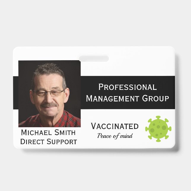 Photo ID Clip Covid Vaccinated 2 Sides ID Badge (Front)