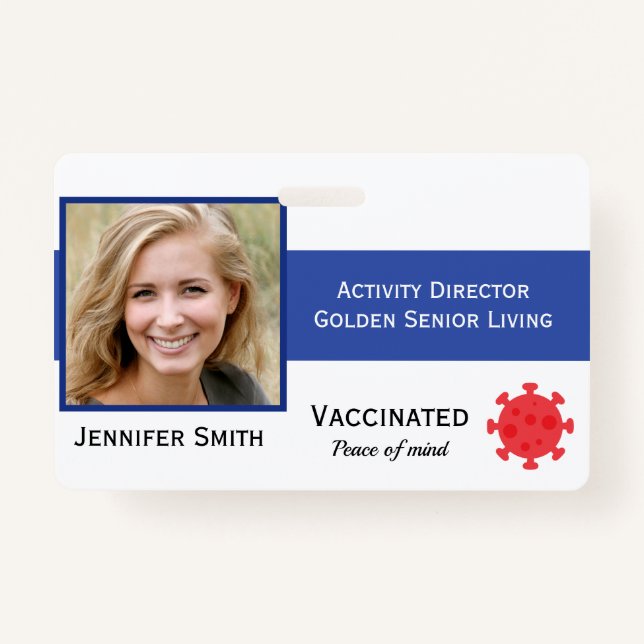 Photo ID Clip Covid Vaccinated 2 Sides ID Badge (Front)