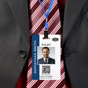Photo ID Company Security ID QR Code Airline Pilot Badge