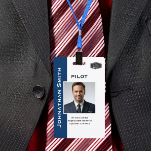 Photo ID Company Security ID QR Code Airline Pilot Badge