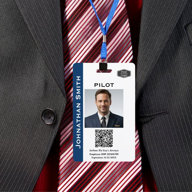 Photo ID Company Security ID QR Code Airline Pilot ID Badge (Creator Uploaded)
