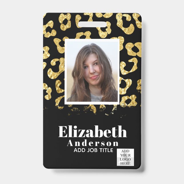 PHOTO ID - Employee VIP Pass Girly Animal Prints Badge (Front)