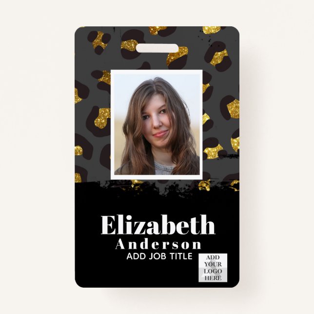 PHOTO ID - Employee VIP Pass Girly Animal Prints ID Badge (Front)