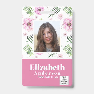 PHOTO ID - Employee VIP Pass - Girly Flowers Badge