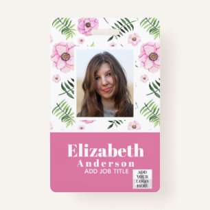 PHOTO ID - Employee VIP Pass - Girly Flowers ID Badge
