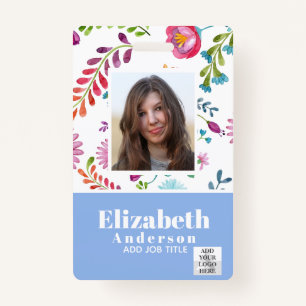 PHOTO ID - Employee VIP Pass - Girly Flowers ID Badge