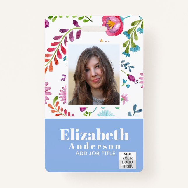 PHOTO ID - Employee VIP Pass - Girly Flowers ID Badge (Front)