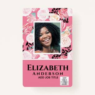 PHOTO ID - Employee VIP Pass - Girly Flowers ID Badge