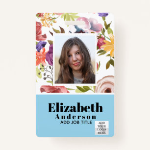 PHOTO ID - Employee VIP Pass - Girly Flowers ID Badge