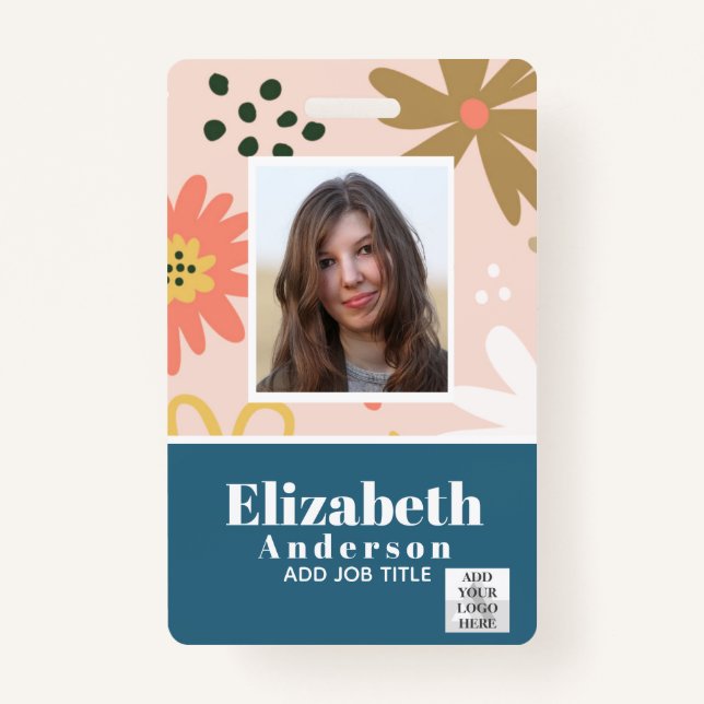 PHOTO ID - Employee VIP Pass - Girly Flowers ID Badge (Front)