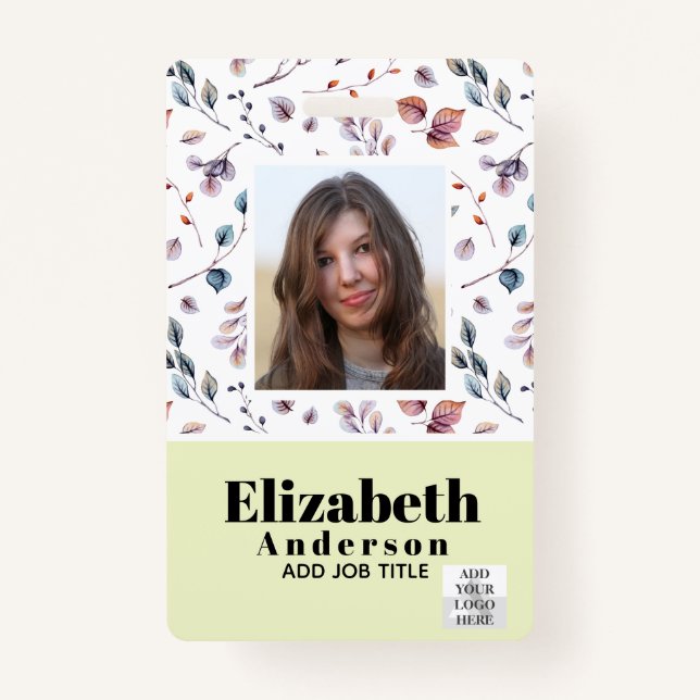 PHOTO ID - Employee VIP Pass - Girly Flowers ID Badge (Front)