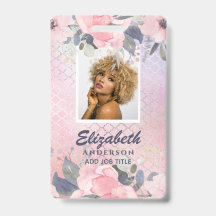 PHOTO ID - Employee VIP Pass Girly Glitter Flowers
