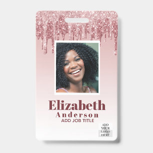 PHOTO ID - Employee VIP Pass Girly Glitter Glam Badge