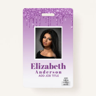 PHOTO ID - Employee VIP Pass Girly Glitter Glam ID Badge