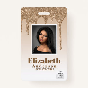 PHOTO ID - Employee VIP Pass Girly Glitter Glam ID Badge