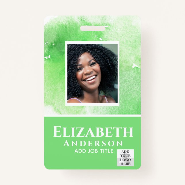 PHOTO-ID Employee VIP PASS Watercolor Abstracts ID Badge (Front)