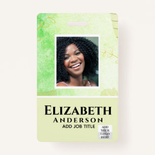 PHOTO-ID Employee VIP PASS Watercolor Abstracts ID Badge