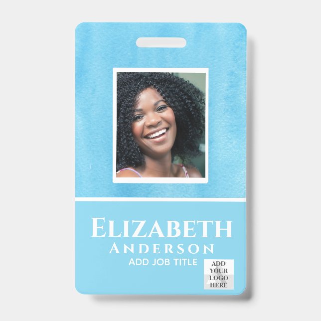 PHOTO-ID Employee VIP PASS Watercolor Abstracts ID Badge (Front)