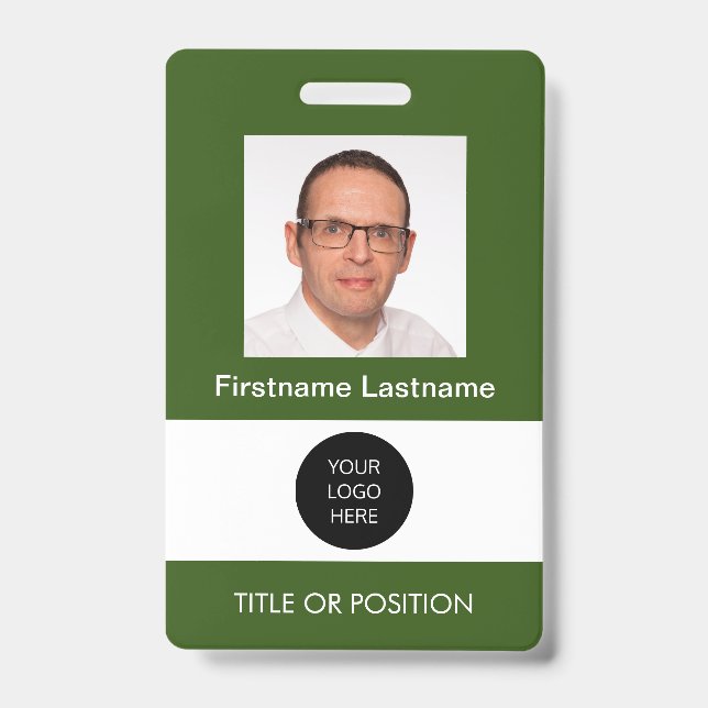 Photo ID Forest Green Name Badge (Front)