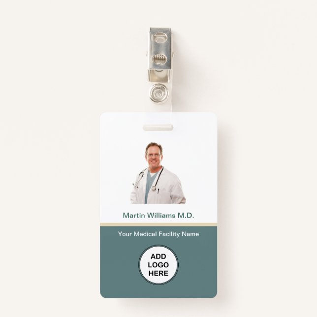 Photo ID Hospital Medical Professional Name ID Badge (Front with Clip)