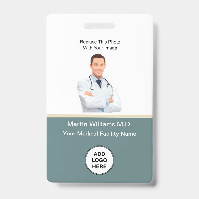 Photo ID Hospital Medical Staff Name Badges Badge (Front)