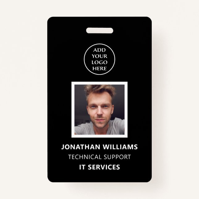 Photo ID Modern Business Logo Staff Name Job Title ID Badge (Front)