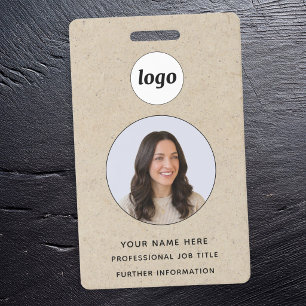 Photo ID Professional Brown Paper Effect Name Badge