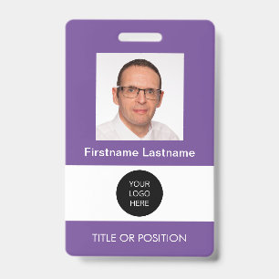 Photo ID Purple Name Badge