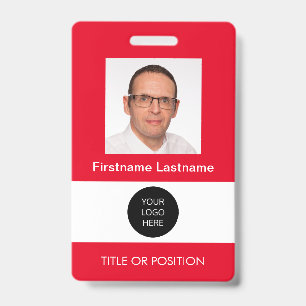 Photo ID Red Name Badge