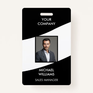 Photo ID White Black  Badge ID Badge