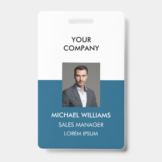 Photo ID white Blue White Badge (Front)